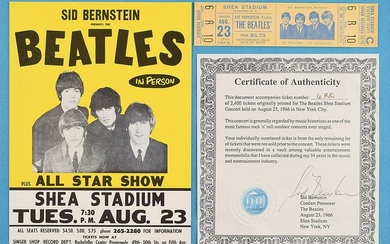 Beatles 1966 Shea Stadium Ticket and Flyer