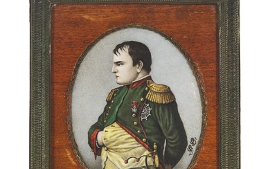 Berlin Painted Porcelain Plaque Portrait of Napoleon I, mid 19th century and later