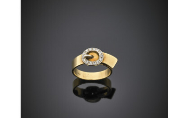 Bi-coloured gold and diamond buckle ring, g 6.10 size 16/56.Read more