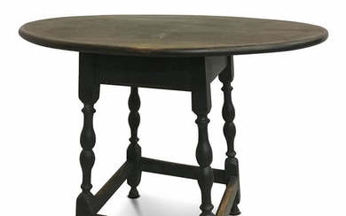 Black-painted and Turned Maple and Pine Oval-top Tavern Table