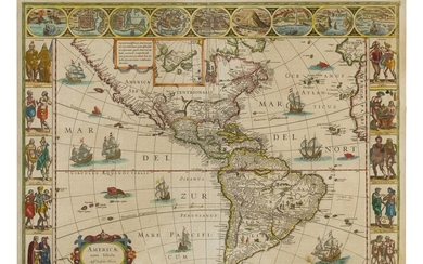 Blaeu, Willem | The most famous "carte-à-figures" map of the Americas
