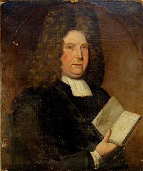 British School, mid 18th century- Portrait of a minister, quarter-length turned to the right holding the Book of Psalms, within feigned oval; oil on canvas, 76 x 64 cm (unframed) Provenance: The estate of the late designer, Anthony Powell.