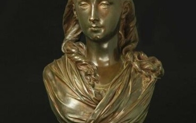 Bronze bust of a young woman, by CARRIER-BELLEUSE ( FRENCH, 1824-1887), signed