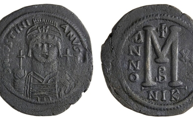 Byzantine Empire. Justinian I (527-565). AE Follis. Nicomedia, 2nd Officina, regnal year 12. 41...