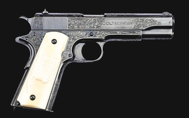 (C) A VERY RARE AND INTERESTING INTER-WAR PERIOD FACTORY ENGRAVED COLT GOVERNMENT MODEL 1911 .45 ACP