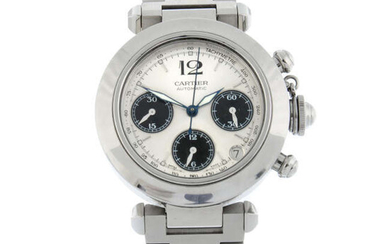 CARTIER - a stainless steel Pasha chronograph bracelet watch, 36mm.