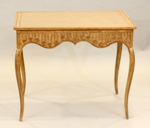 CARVED PICKLED WOOD CARD TABLE 25 31 22