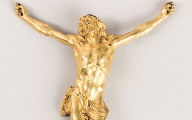 CHRIST en bronze doré, pieds juxtaposés, perizonium noué à droite. France, époque XVIIIème siècle. H....
