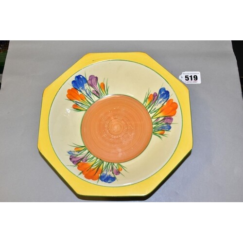 CLARICE CLIFF FOR NEWPORT POTTERY BIZARRE OCTAGONAL BOWL, cr...
