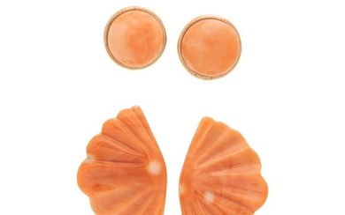 COLLECTION OF CORAL EARCLIPS