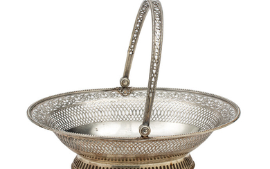 C.S. HARRIS & SONS (ENGLISH) FOR TIFFANY & CO. STERLING SILVER CAKE BASKET, 1917, W 10.5", L 13", T.W. 33.11 TOZ