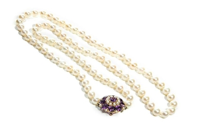 CULTURED PEARL & AMETHYST NECKLACE