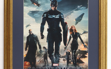 "Captain America: The Winter Soldier" Marvel Custom Framed Movie Poster Display with Captain America Mini Shield
