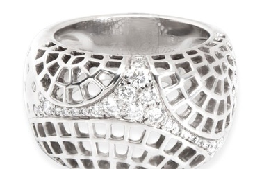 Cartier Broiderie Diamond Dome Ring in 18K White Gold 0.45 Ctw