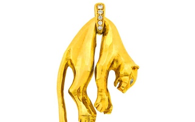 Cartier Gold and Diamond Panther Pendant