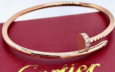 Cartier Juste un clou 18k Rose Gold Diamond Small Model Bracelet Size 16
