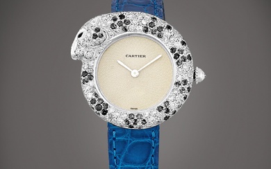 Cartier Panthère, Reference 2323 | A white gold, diamond and onyx-set wristwatch, Circa 2001 | 卡地亞 | Panthère 型號2323 | 白金鑲鑽石及瑪瑙腕錶，約2001年製