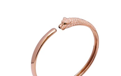 Cartier Panthere de Cartier bracelet 18K rose gold onyx emeralds & brilliant-cut diamonds Size 17