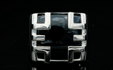 Cartier Solid 18K White Gold & 16mm Onyx Ring