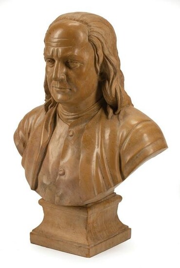 Carved Stone Bust of Benjamin Franklin