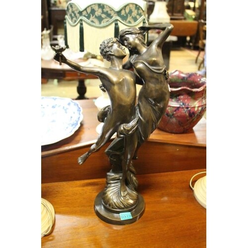 Cast Metal Bronze Figure of a Young Couple Dancing (Height 2...