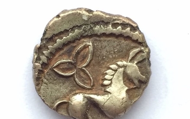 Celtic coins -Britannia. Irstead Trefoil gold quarter Stater, 45-40 B.C. - Gold