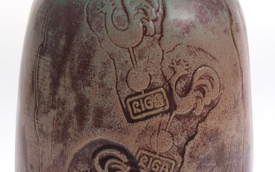 Ceramic vase "Ŗiga" 1990. Author initials in the base. Ceramics. Height 22.3 cm .