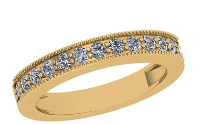 Certified 0.45 Ctw I2/I3 Diamond 10K Yellow Gold Victorian Style Simple Band Ring
