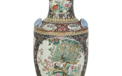 Chinese Famille Rose Porcelain Bats and Birds Vase