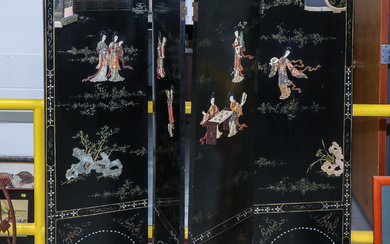 Chinese Four-panel Lacquer Screen