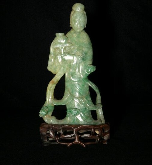 Chinese Jadeite Statue of a Lady, 19th Century