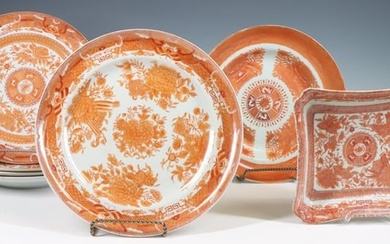 Chinese Orange Fitzhugh Pattern Porcelain Plates