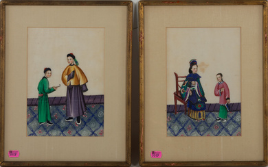 Chinese School, 19th c. Pair of Court Scenes, gouaches