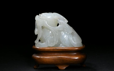 Chinese White Jade Carved Beast, 18th Century