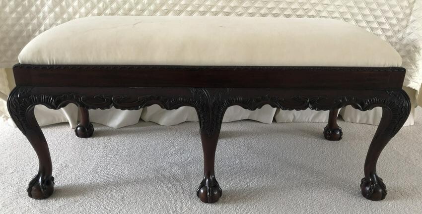Chippendale Style Ball / Claw Upholstered Bench