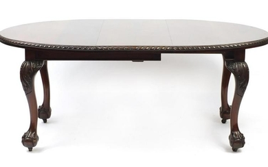 Chippendale style mahogany D end wind out dining table