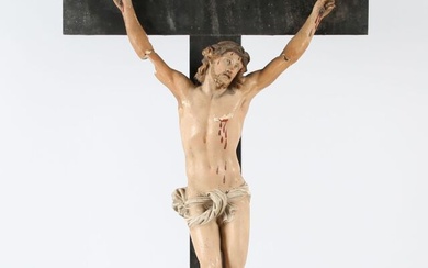 Christ dolens en plâtre polychrome posant... - Lot 219 - Vasari Auction
