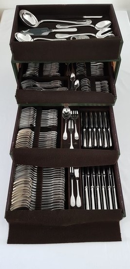 Christofle, Paris- Silver-plated cutlery cassette - 141 pieces / 12-person model Vendôme - Silverplate