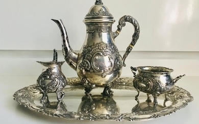 Coffee service (4) - .800 silver - Germany - Early 20th century