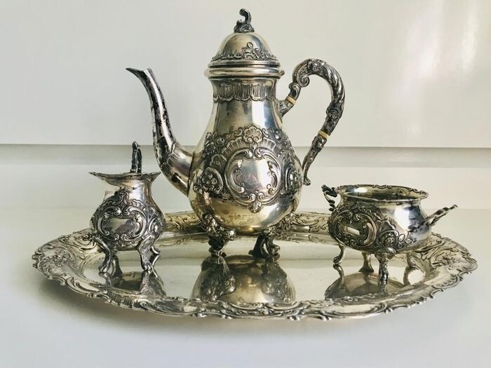 Coffee service (4) - .800 silver - Germany - Early 20th century