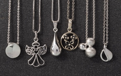 Collection of sterling silver necklaces (6)