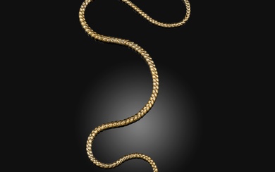 Collier serpent en or de l'époque victorienne, serti de cabochons de turquoise et d'yeux de...