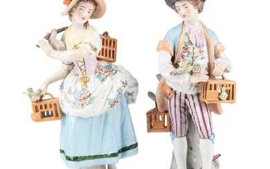 Couple with Bird Cages Figurines