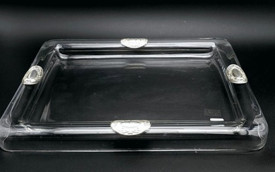 Cristalleria C.E.V - Serving tray - large and heavy - .925 silver, Crystal