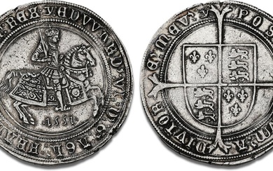 Edward VI, 1547–1553, Crown 1551, Southwark, mintmark Y, King on horseback with...