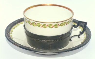 Cup with saucer (1) - .950 silver - France - Early 20th century