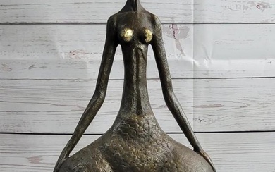 Curvy Wide Waist Female Abstract Fernando Botero Inspired Bronze Sculpture - 15" x 11"