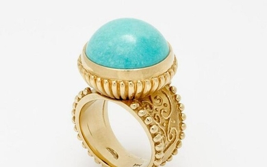 Cynthia Bach Etruscan Style Turquoise Ring, 18k