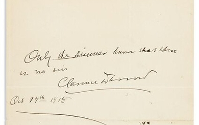 DARROW, CLARENCE. Autograph Quotation dated and Signed