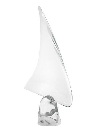 Daum France. Crystal sculpture depicting sailboat, 20th